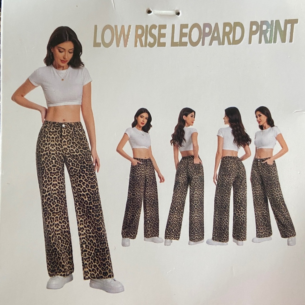 Telepatia Leopard Print Wide-Leg Pants, size 5/27. New with tags! Super cute! - Picture 4 of 14